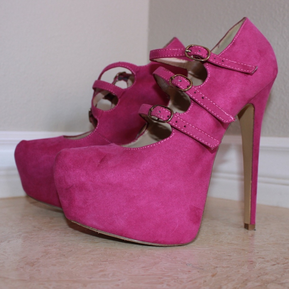 Fuchsia Strappy High Heels
